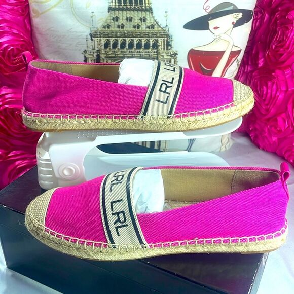 Lauren by Ralph Lauren Caylee III flat espadrilles - pink, French/ecru, size 9B - Picture 1 of 12